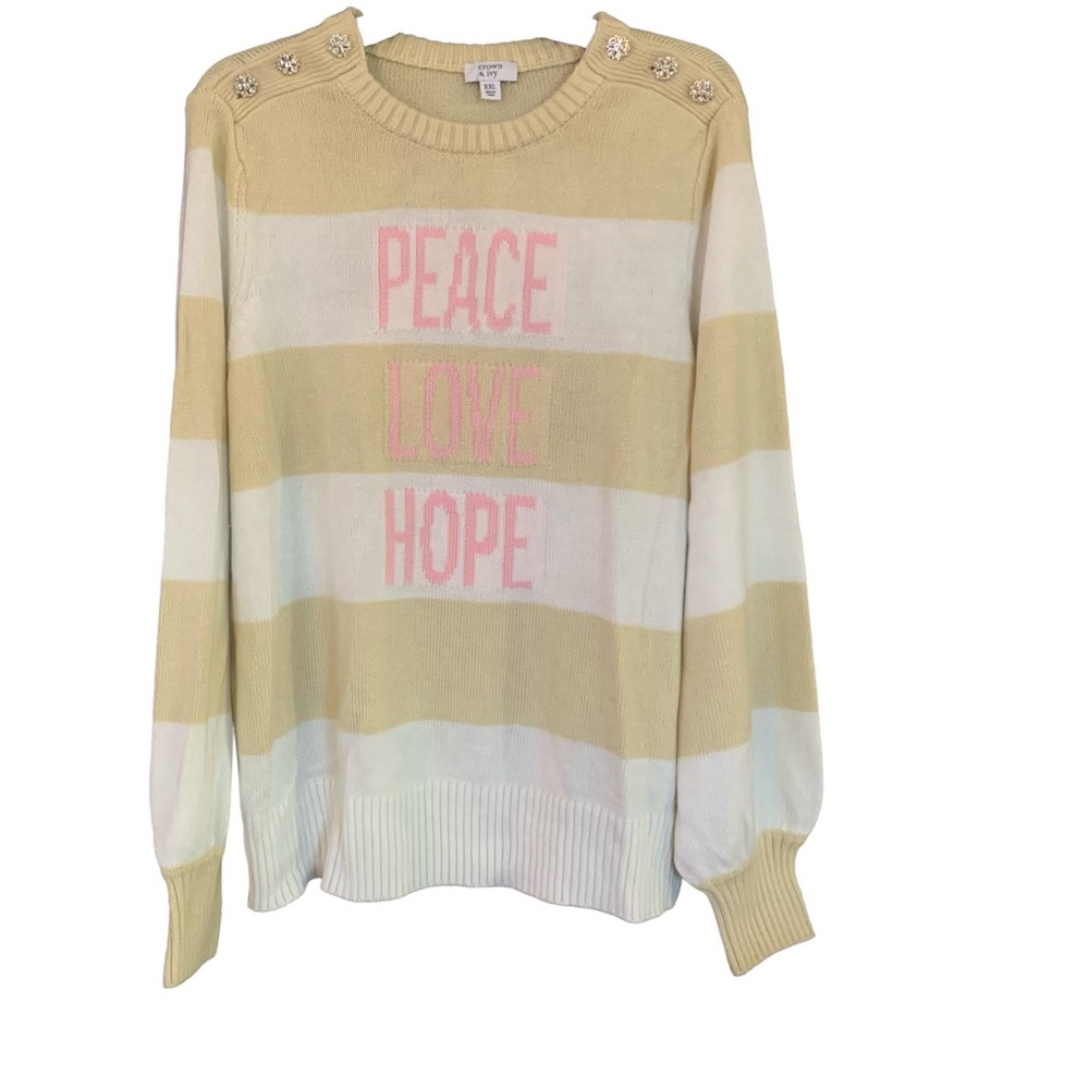 5for20 Crown & Ivy striped peace love hope knit sweater
